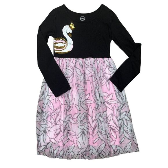 Wonder Nation Sequin Swan Dress Girls Size Medium 7-8 - Picture 1 of 6